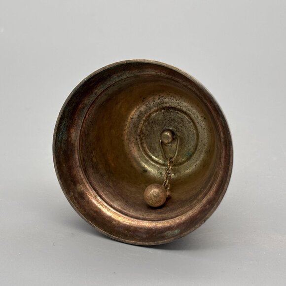 Vintage Silver Plated Hand Bell With Turned Handle And Naturally Aged Patina - Picture 4 of 5